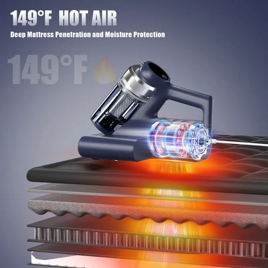 Mattress Vacuum Cleaner with UV-C Light, 149°F Hot Air, HEPA Filter & 16Kpa Suction – Deep Clean for Bed, Sofa, Carpet